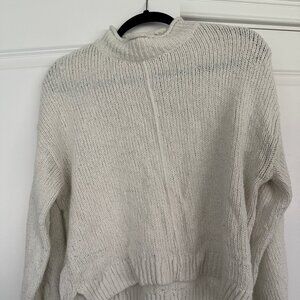 BP. Chunky Knit Sweater XS Cream Textured Mock Neck Minimalist Pullover